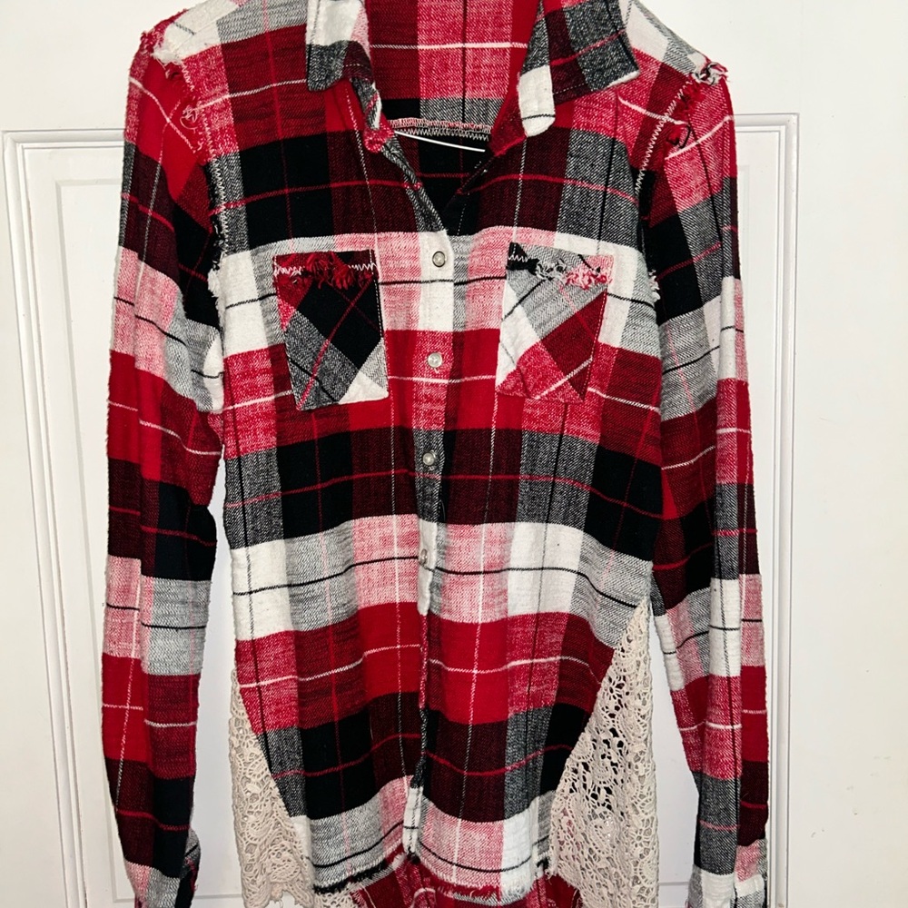 White Crow Red and Black Plaid Button Down Shirt